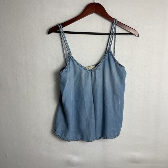 Cloth and Stone Womens Light Denim Crop Top Made in USA Small C1128 - Picture 2 of 7